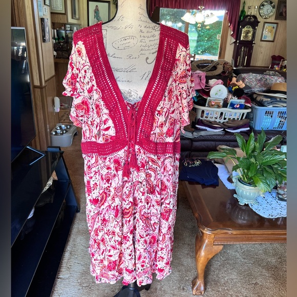 TORRID Mini Gauze Lace-Up Skater dress with pockets size 4X. - Picture 4 of 16